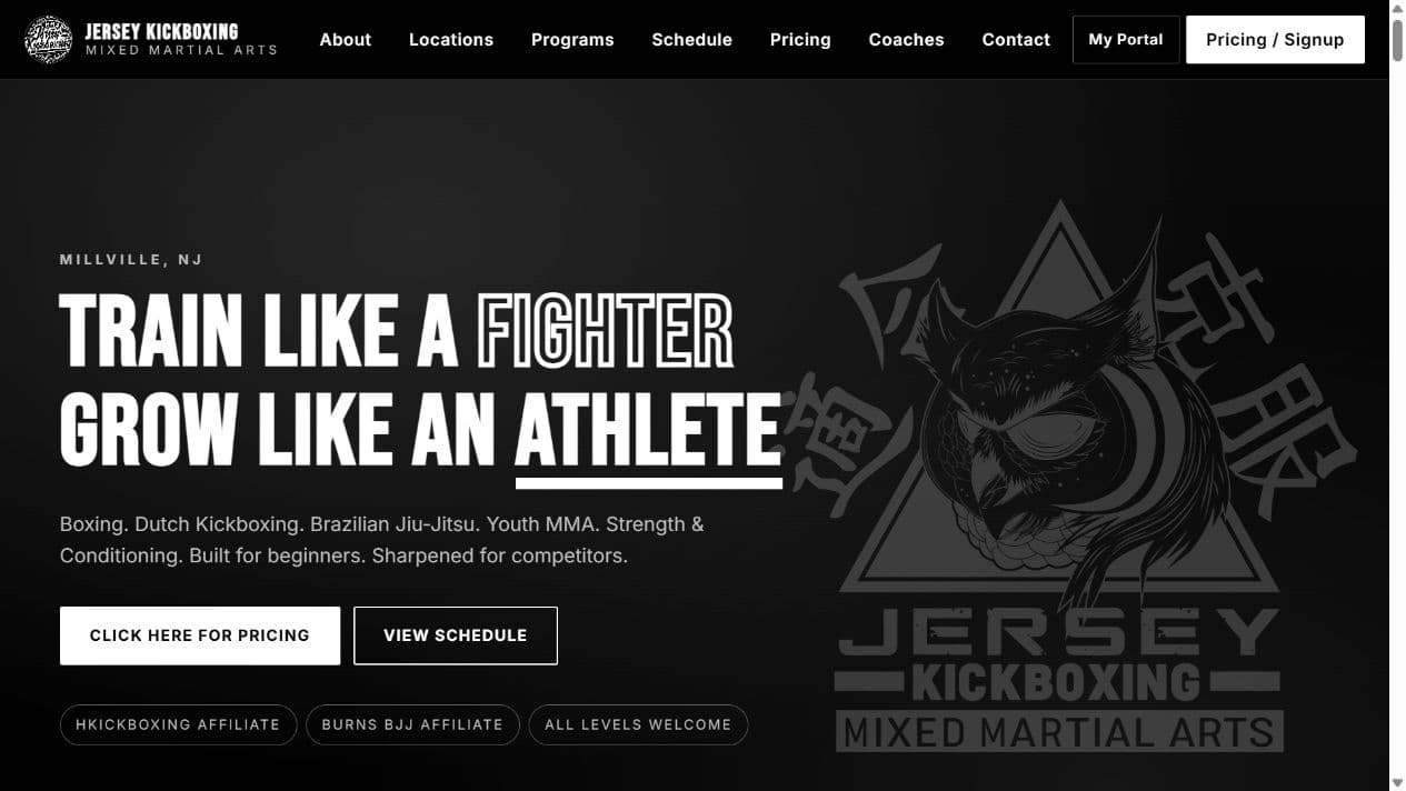 Jersey Kickboxing & MMA public website