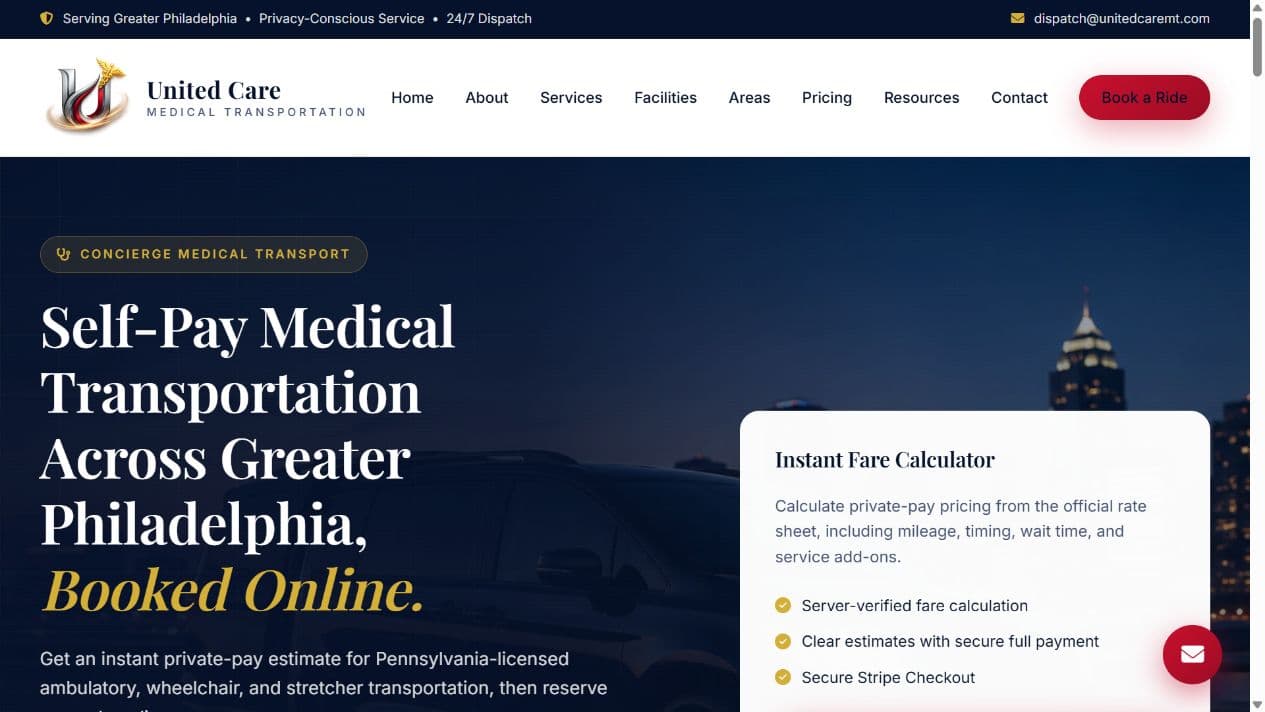 United Care Medical Transportation public website